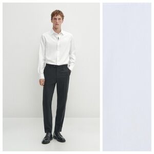 NWT. Massimo Dutti Limited Edition White Slim Fit Cotton Twill Shirt. Size 15 3